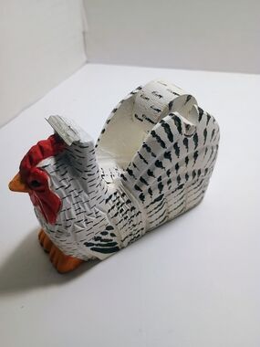 Hand Carved Wooden ROOSTER CHICKEN Tape Dispenser